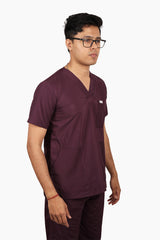 Classic (Wine) Men's V-Neck Scrub Set