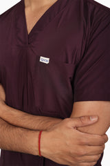 Classic (Wine) Men's V-Neck Scrub Set