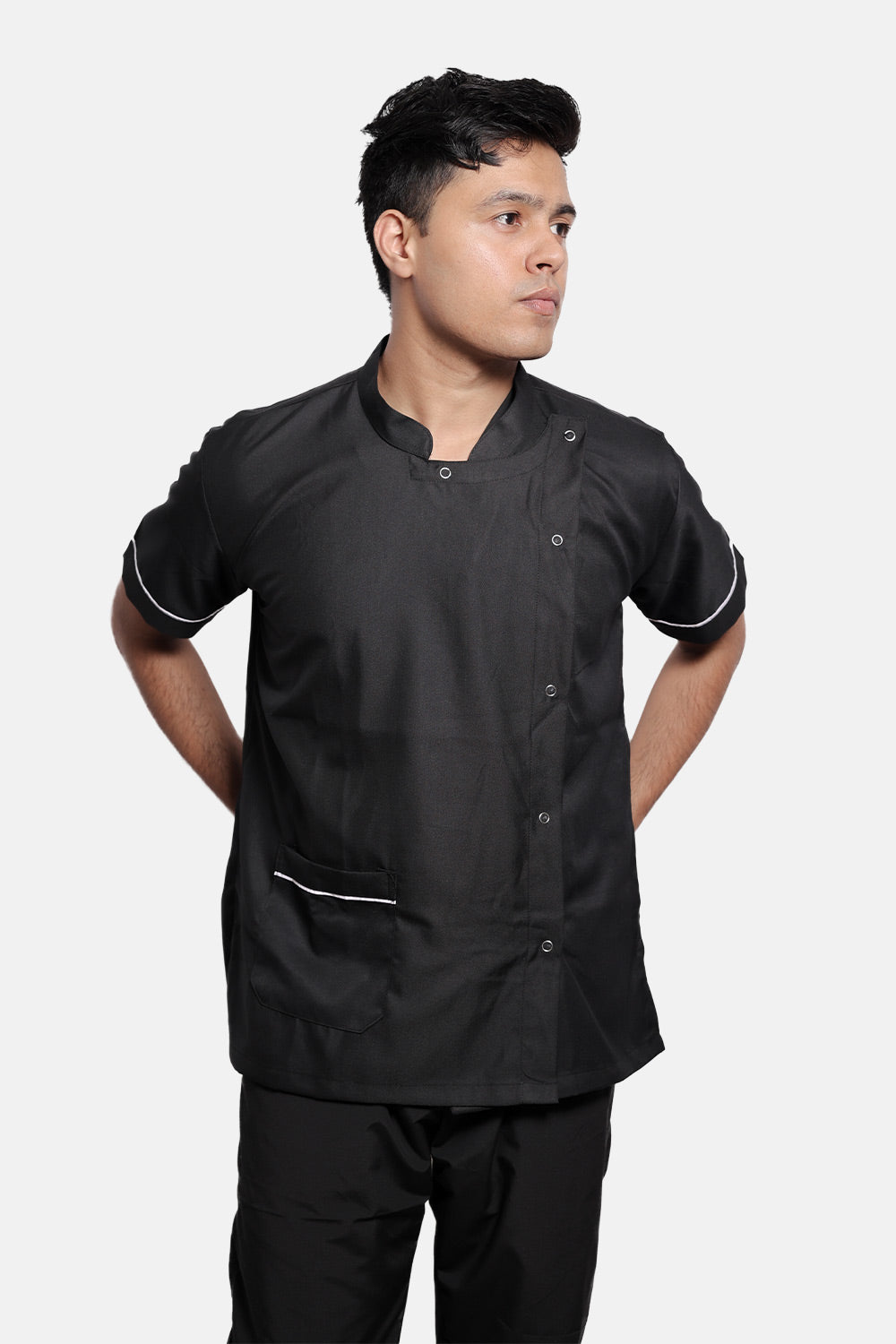 Doctor's Superior Black Side Button Apron (Unisex)