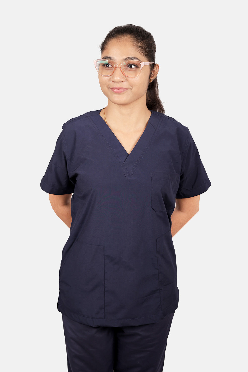 Classic (Navy Blue) Women's V-Neck Scrub Set