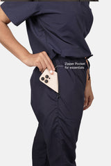 Classic (Navy Blue) Women's V-Neck Scrub Set