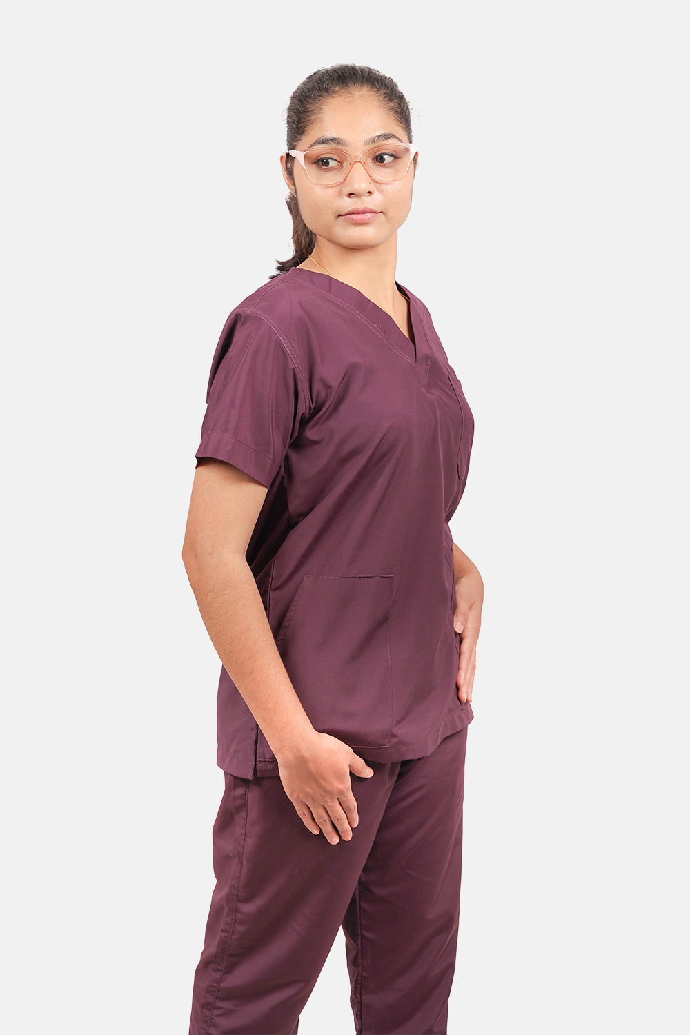 Classic (Wine) Women's V-Neck Scrub Set
