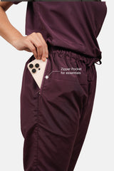 Classic (Wine) Women's V-Neck Scrub Set